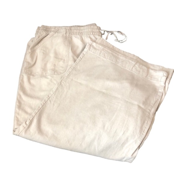 Lane Bryant linen cotton blend wide leg pull on pants natural color. Size 26 - Picture 1 of 8